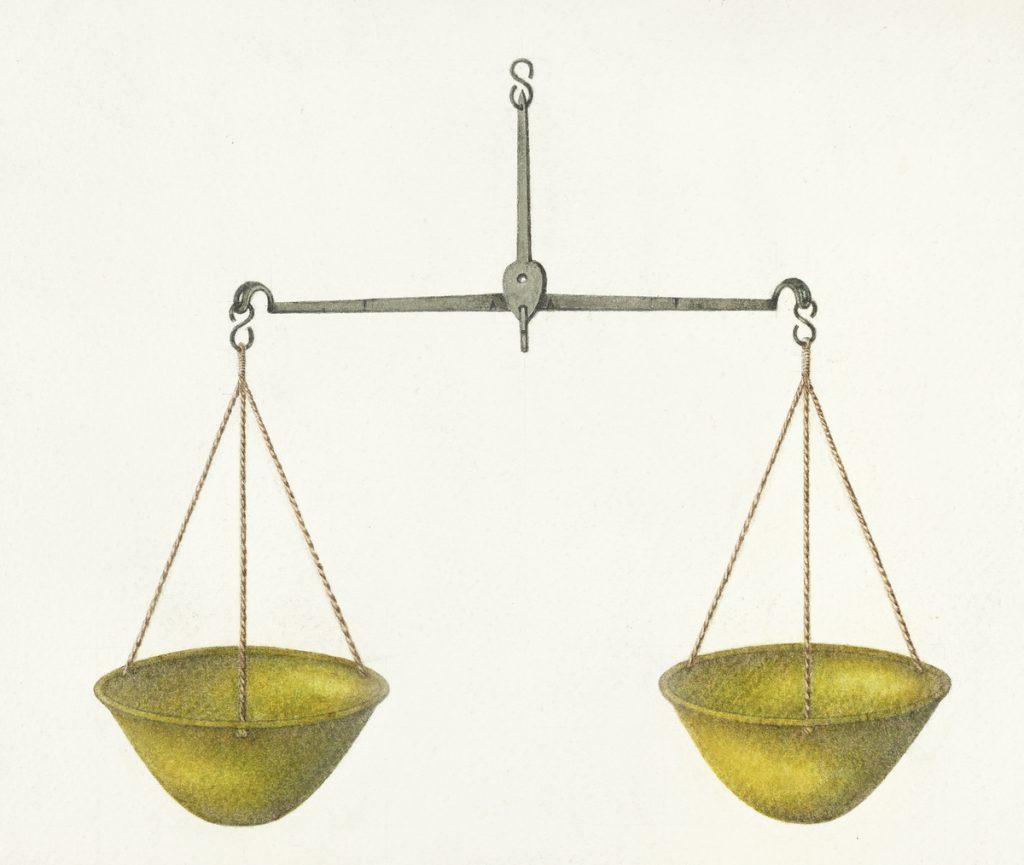An illustration of a basket scale